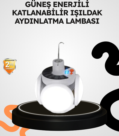 Güneş Enerjili Katlanabilir 5 Kanatlı Solar Bahçe Lambası