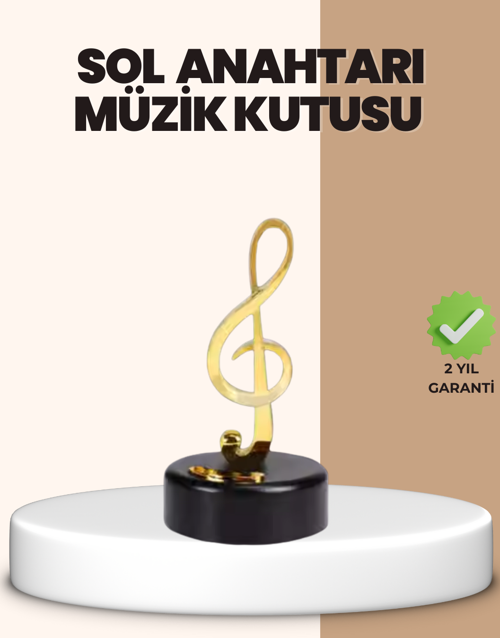 Sol Anahtarı Temalı Döner Müzik Kutusu Melodili Dekoratif Ürün