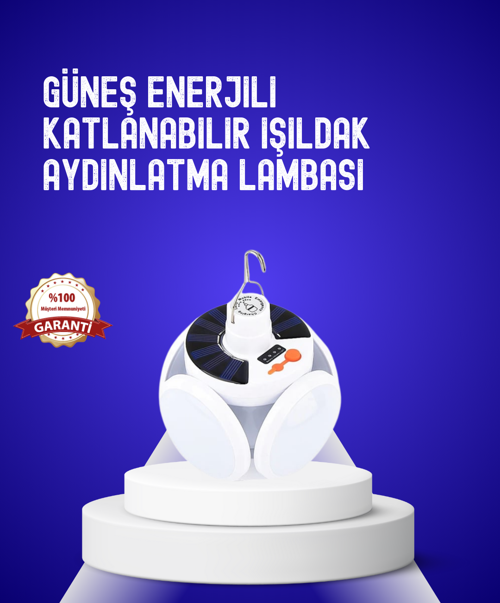 USB ve Solar Şarjlı Katlanabilir 5 Taraflı LED Lamba