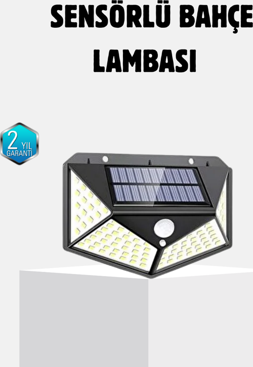 Güneş Enerjili 100 LED Dış Mekan Lamba – Hareket Sensörlü, 2200mAh Bataryalı Solar Aydınlatma