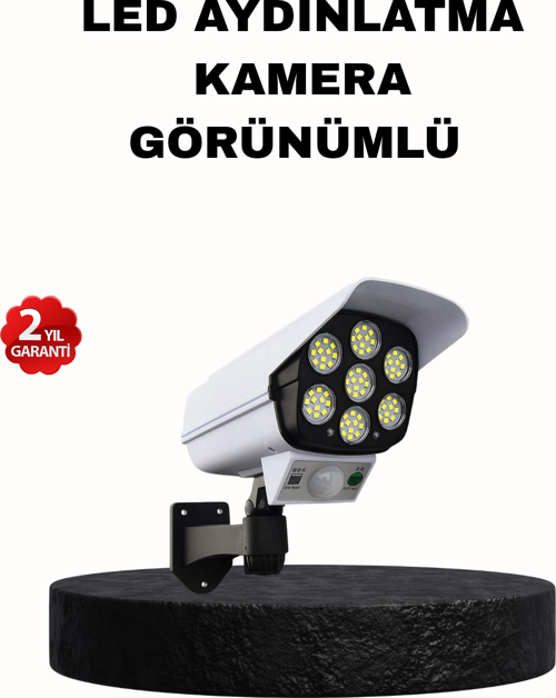 Güneş Enerjili Güvenlik Işığı Dış Mekan 5 Eksen Ayarlı ve PIR Hareket Sensörlü