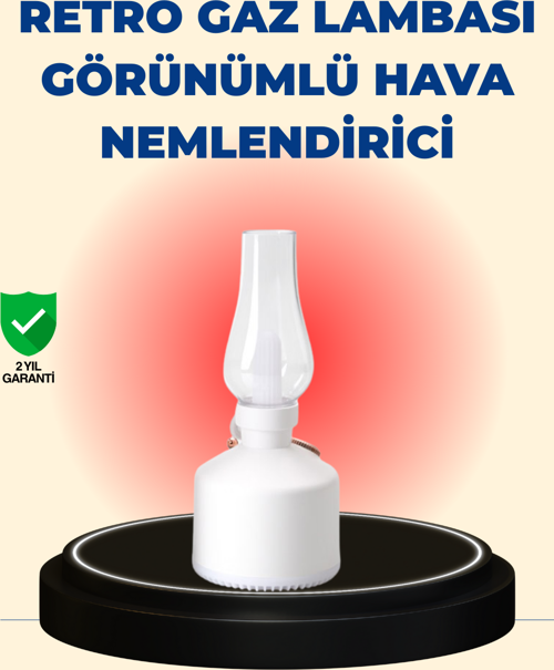 Kablosuz Retro Buhar Makinesi Gaz Lambası Tasarım Ledli Difüzör