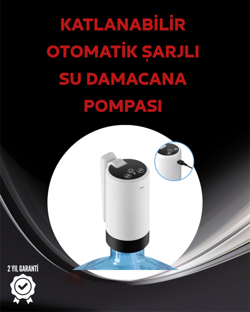 Damacana Üstü Akıllı Su Pompası | 3 Damacana Kullanım | 4W Güç | Micro USB Şarjlı | Katlanabilir & Taşınabilir