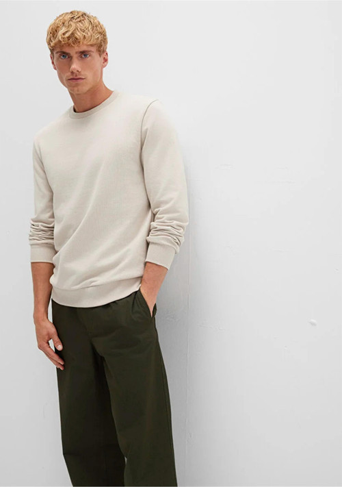 Mavı M0S10457-35111 Soluk Toz Bejı Erkek Bısıklet Yaka Slım Basıc Sweatshırt