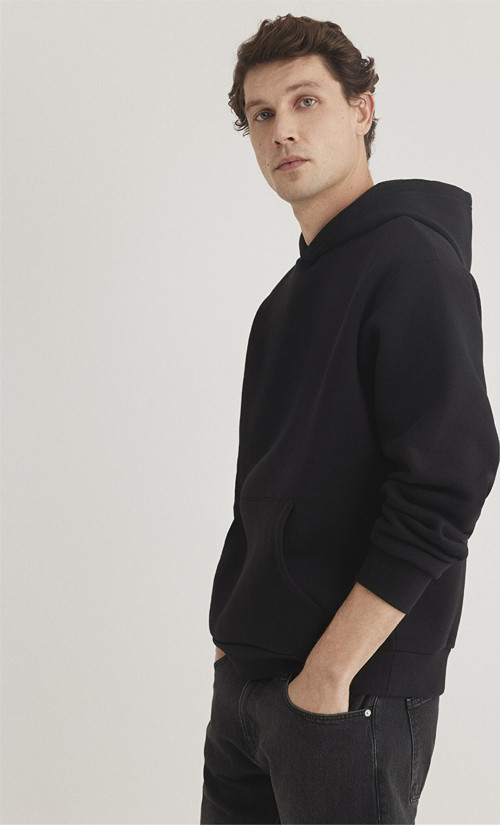 Mavı M0S10275-900 Sıyah Erkek Loose Kapusonlu Sweatshırt