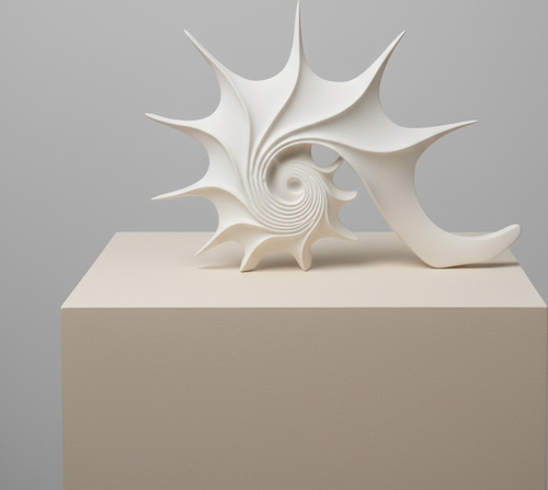 Modern Fosil Biblo – Spiral Formlu Boyanabilir Polyester Obje 27x40 cm