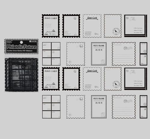 Vintage Sticker Pul Çerçeve Stiker Çıkartma Etiket 20'li Set- Pul Çerçeve Not