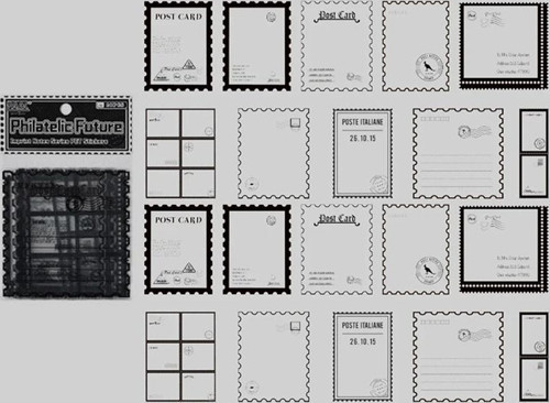 Vintage Sticker Pul Çerçeve Stiker Çıkartma Etiket 20'li Set- Pul Çerçeve Not