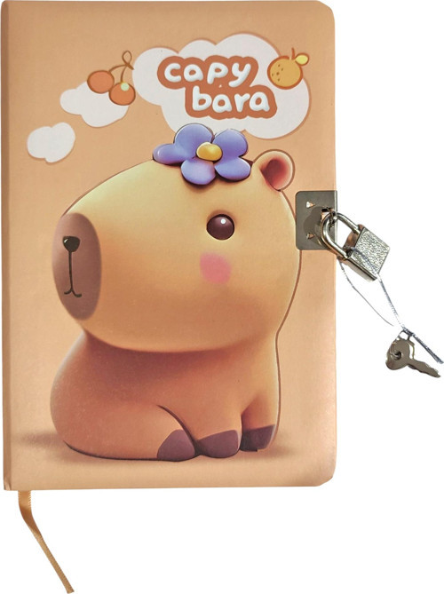 Capybara Hatıra Defteri (Günlük) Kilitli Defter 80 yaprak - Süslü