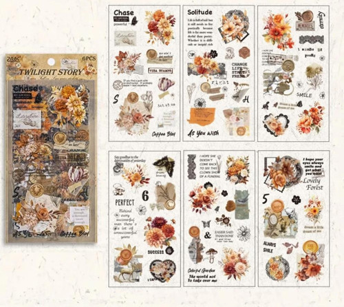 Vintage Sticker Stiker Çıkartma Etiket 6'lı Set- Twilight Story