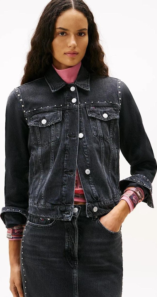 Klasik Trucker Kadın Siyah Ceket DW0DW215471BZ