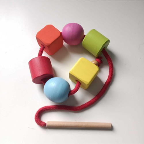 Montessori Ahşap Boncuk Dizme & Ip Geçirme Oyunu Renkli