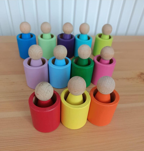 12 Li Waldorf Peg Bebek & Kase Seti (Renkli)