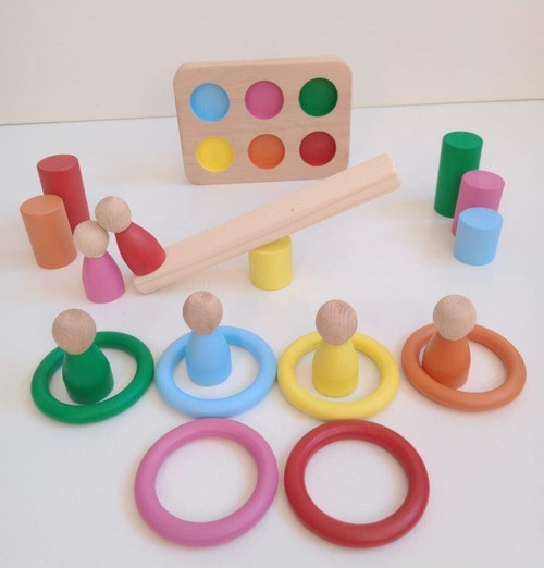 Montessori Halka Silindir Peg Bebek 6 Lı Seti
