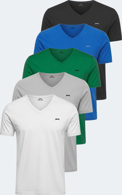 RIVALDO 5 li Set Erkek Beyaz - Siyah - Gri - Yeşil - Saks Mavi Tişört