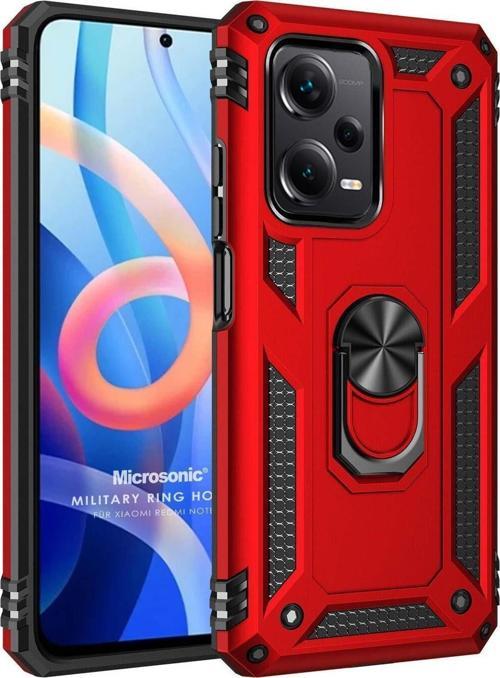 Xiaomi Poco X5 5G Kılıf Military Ring Holder Kırmızı