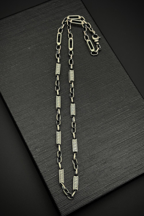 925 Ayar Gümüş İtalyan Model Gümüş Renk Erkek Kolye FRJ30747-847-A