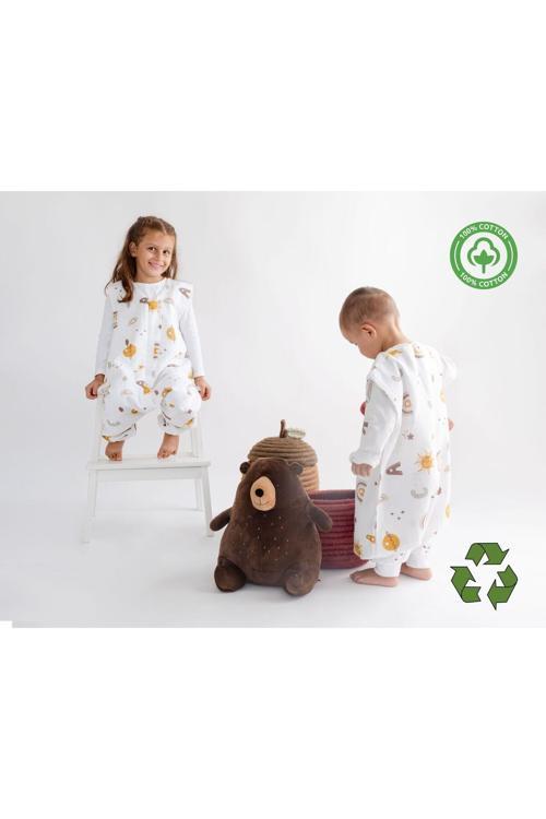 Baharlık-Kışlık Çocuk Uyku Tulumu, Organik Pamuklu Müslin Bebek Uyku Tulumu, Çift Katlı Kolsuz Tulum