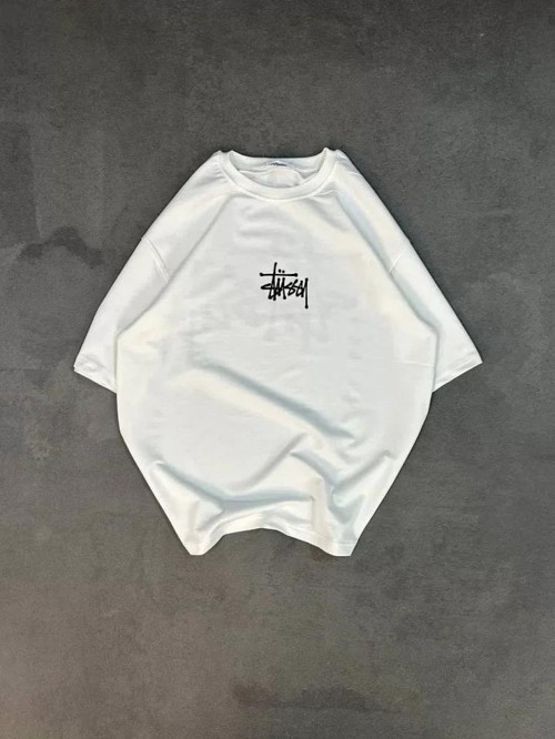 Unisex Bisiklet Yaka Baskılı Oversize TShirt