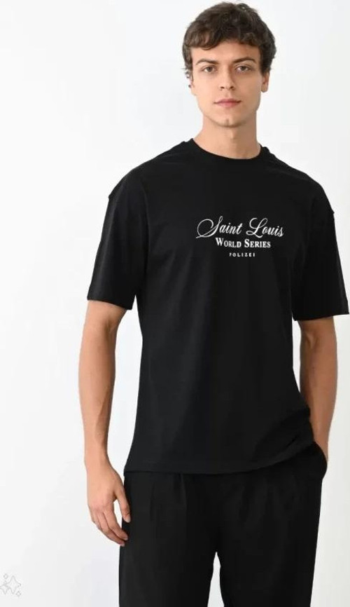 Unisex Bisiklet Yaka Baskılı Oversize TShirt