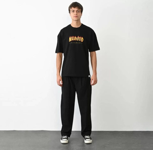 Unisex Bisiklet Yaka Baskılı Oversize TShirt