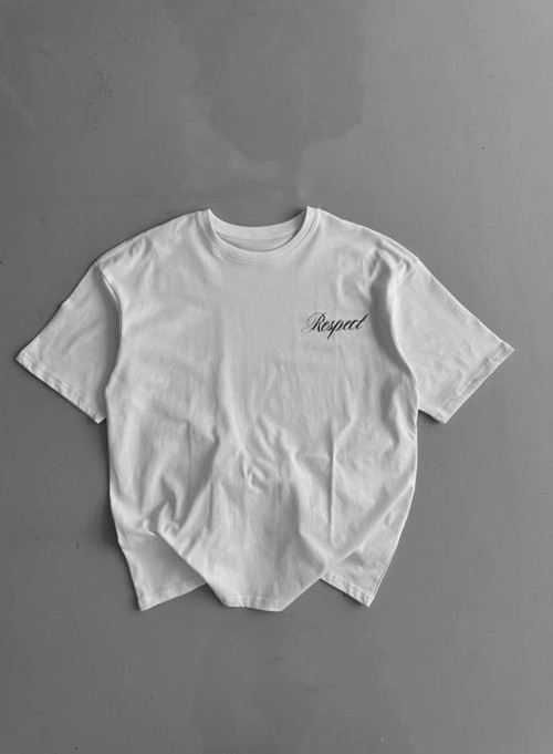 Baskılı Oversize Bisiklet Yaka Tshirt