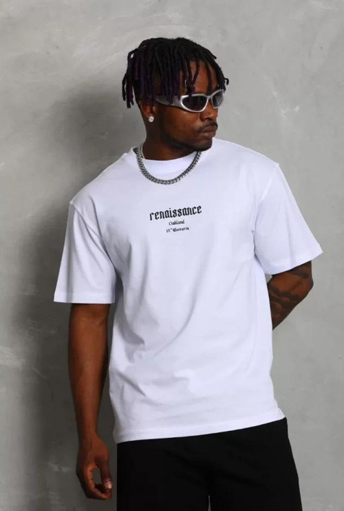 Unisex Oversize Baskılı Bisiklet Yaka TShirt
