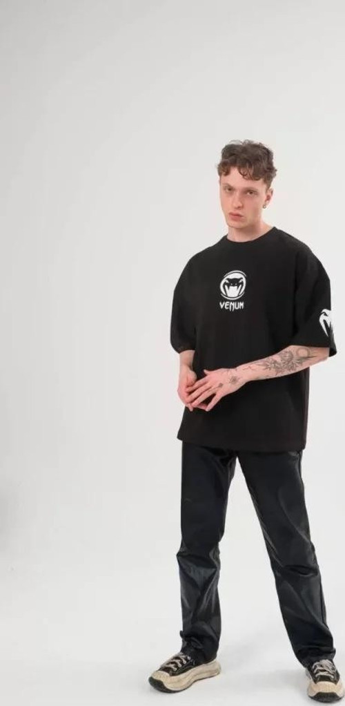 Unisex Bisiklet Yaka Baskılı Oversize TShirt