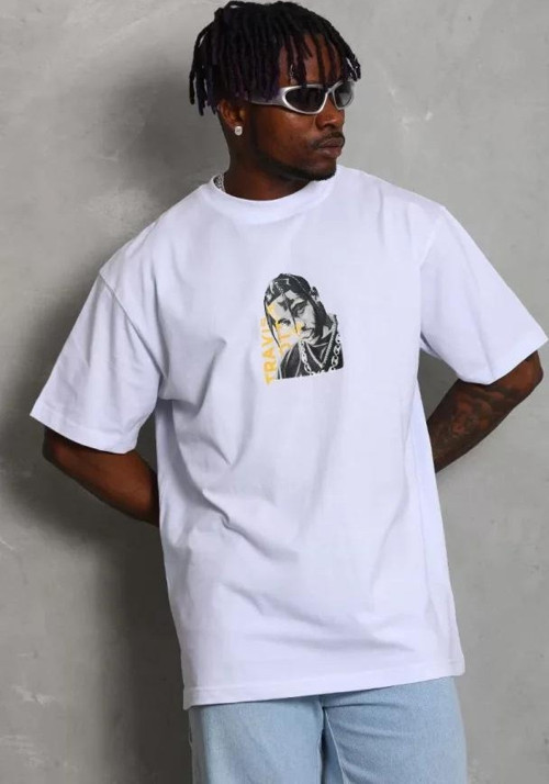 Unisex Oversize Baskılı Bisiklet Yaka TShirt