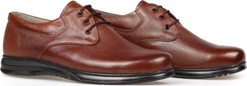 Erkek Taba Hakiki Deri Ortopedik Günlük Ayakkabı – Kauçuk Kaymaz Taban, Bağcıklı Rahat Model