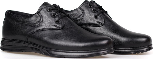 Erkek Siyah Hakiki Deri Ortopedik Günlük Ayakkabı – Kauçuk Kaymaz Taban, Bağcıklı Rahat Model