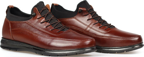 Erkek Taba Hakiki Deri Ortopedik Günlük Ayakkabı – Kauçuk Kaymaz Taban, Bağcıkcız Rahat Model