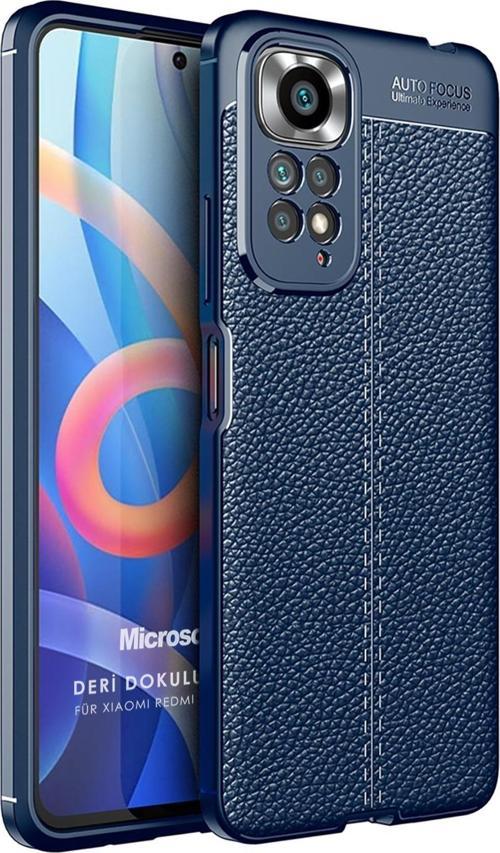 Xiaomi Redmi Note 11S Kılıf Deri Dokulu Silikon Lacivert
