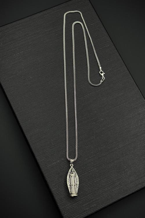 925 Ayar Gümüş Cevşen Gümüş Renk Erkek Kolye FRJ30904-1004-A