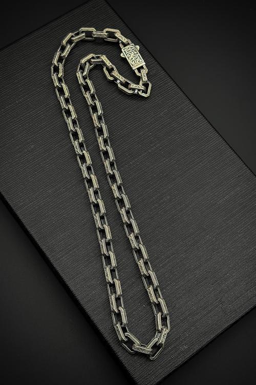 925 Ayar Gümüş İtalyan Model Gümüş Renk Erkek Kolye FRJ30720-820-A