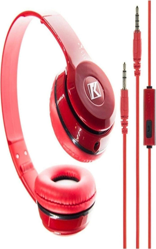 Kırmızı Kulak Üstü Portatif Katlanır Stereo Kulaklık