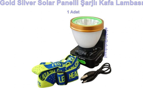 GOLD SILVER Solar Panelli Güneş Enerjili 60 Watt TYP-C Şarjlı Kafa Lambası + Ortam Aydınlatma IP20