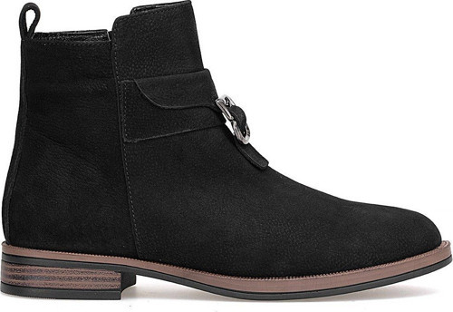 D25KB-8305 Kadın Hakiki Nubuk Deri Klasik Bot Siyah