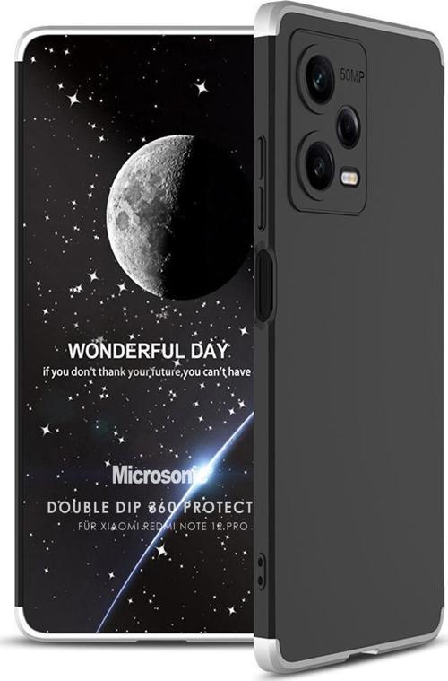 Xiaomi Redmi Note 12 Pro Kılıf Double Dip 360 Protective Siyah Gri