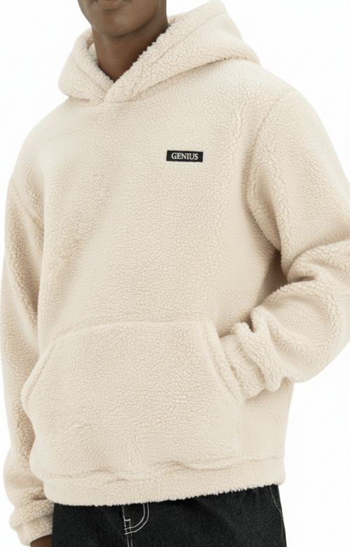 Genıus Store Erkek Kapüşonlu Polar Sherpa Kuzu Kumaş İçi Şardonlu Kapüşonlu Sweatshırt SHERPA-KAP