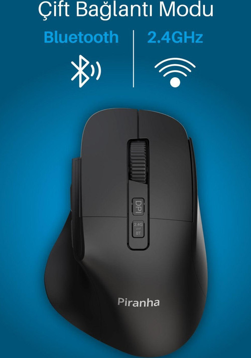 7658 Sessiz Tuşlu Kablosuz Mouse / Bluetooth + 2.4GHz USB / DPI 800-1200-1600 / 7 Tuşlu