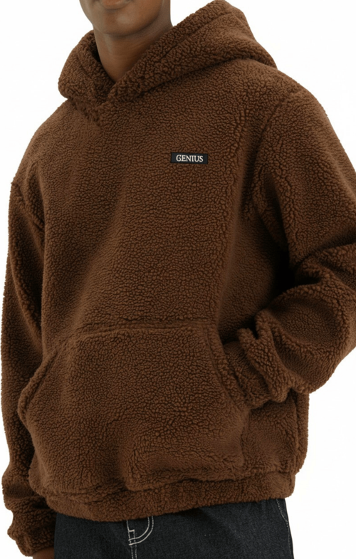 Genıus Store Erkek Kapüşonlu Polar Sherpa Kuzu Kumaş İçi Şardonlu Kapüşonlu Sweatshırt SHERPA-KAP