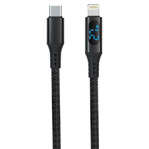 Cr17 i-Phone İle Uyumlu PD27W Hızlı Şarj Kablosu Asla Kopmaz Örgü Kablo LED Ekranlı Type-C'den Lighting Kablo 1 Metre