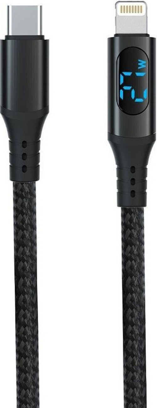 Cr17 i-Phone İle Uyumlu PD27W Hızlı Şarj Kablosu Asla Kopmaz Örgü Kablo LED Ekranlı Type-C'den Lighting Kablo 1 Metre