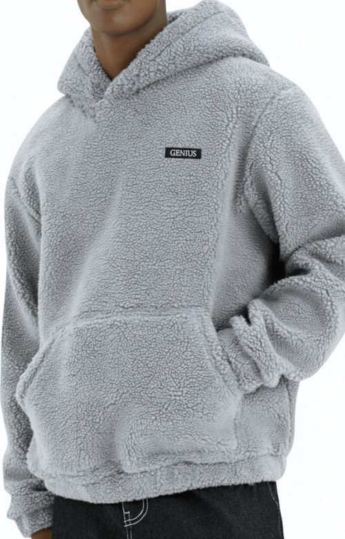 Genıus Store Erkek Kapüşonlu Polar Sherpa Kuzu Kumaş İçi Şardonlu Kapüşonlu Sweatshırt SHERPA-KAP