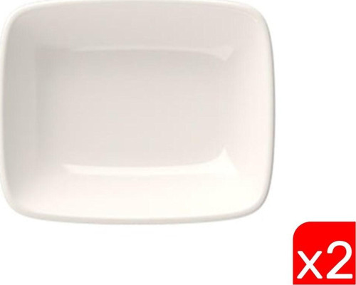 Porselen Quadro Dikdörtgen Kayık Tabak 14X9,8cm 2 li