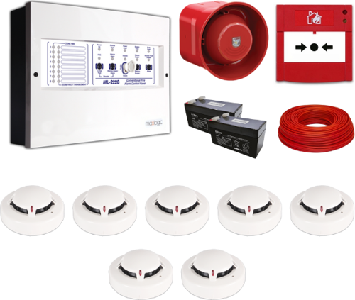 Maxlogic 7’li Konvansiyonel Yangın Alarm Seti 100 Metre Kablo Dahil