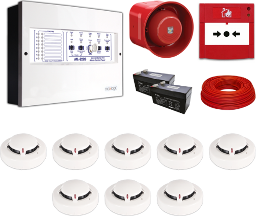 Maxlogic 8’li Konvansiyonel Yangın Alarm Seti 100 Metre Kablo Dahil