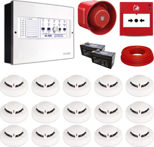 Maxlogic 15’li Konvansiyonel Yangın Alarm Seti 100 Metre Kablo Dahil