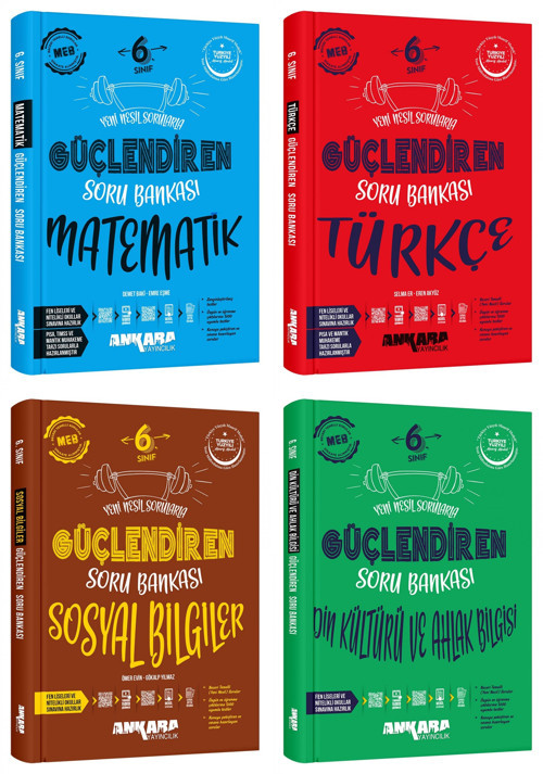 Ankara 2025 6. Sınıf Matematik + Türkçe + Sosyal + Din Kültürü Güçlendiren Soru Seti 4 Kitap Güncel Müfredat